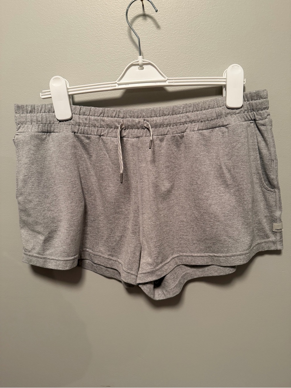 Vuori Light Gray Athletic Lounge Shorts with Drawstring